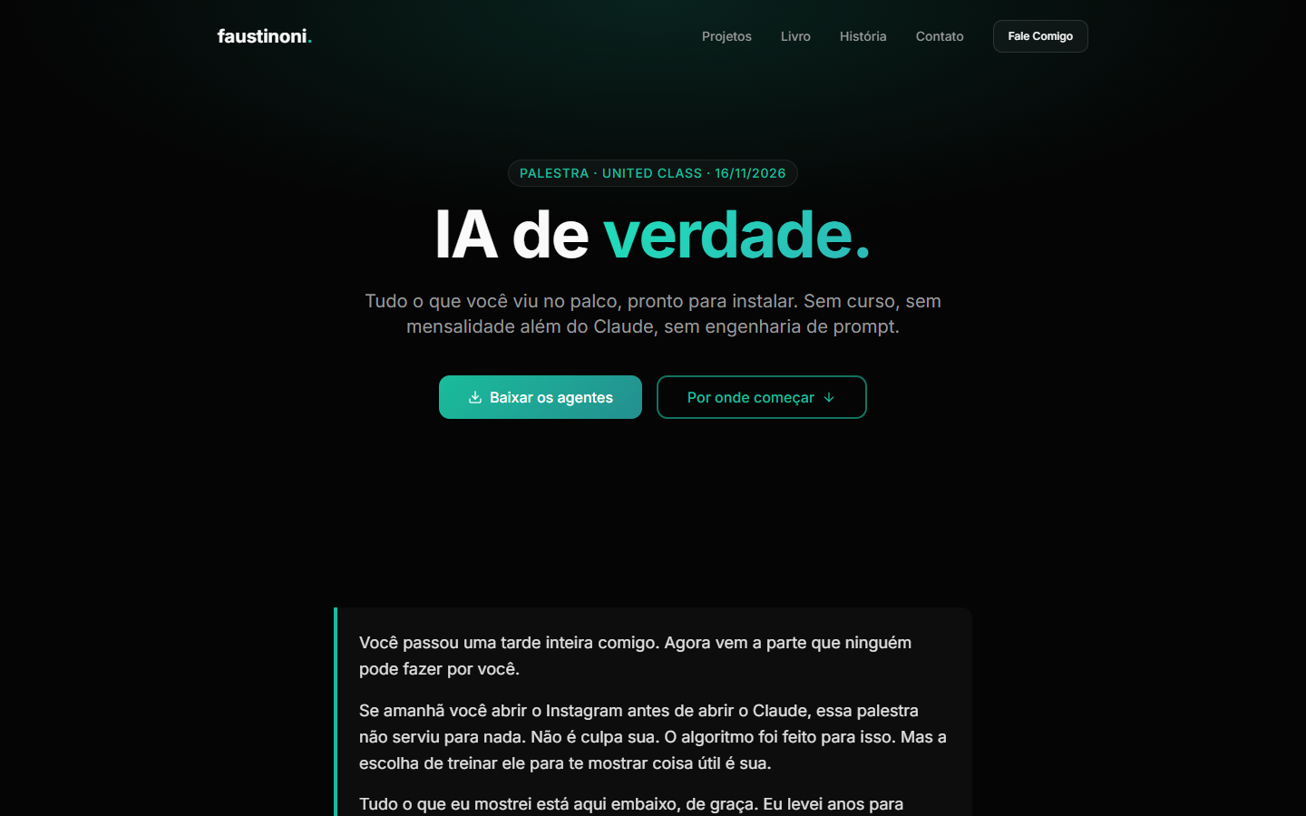 A página no computador